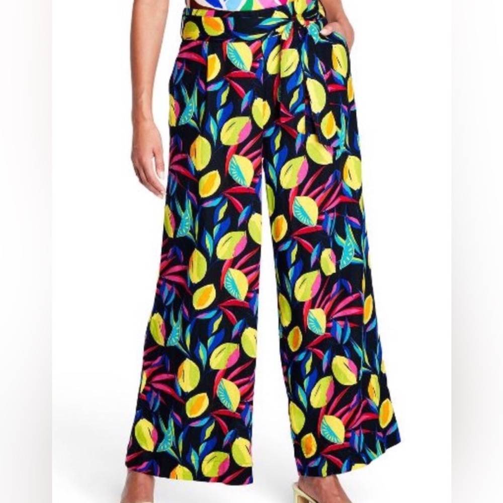 Tabitha Brown for Target Summer Lemon Linen Blend Pull On Wide Leg Belted Pants